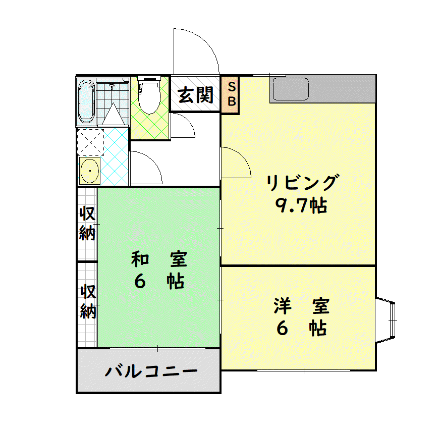ヴィレッジなかざわ金古B(2LDK/2階)の間取り写真