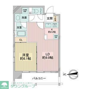 レインボーピア記念橋(1LDK/9階)の間取り写真