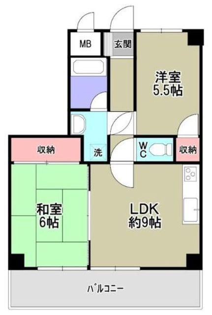 JR京浜東北線 蕨駅 徒歩12分 8階建 築29年(2LDK/4階)の間取り写真