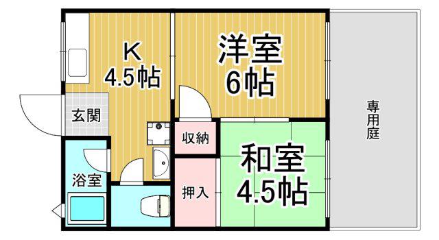 荻野グリーンハイツ(2K/1階)の間取り写真