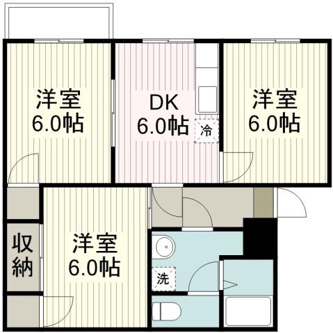 ときわハイツ(3DK/1階)の間取り写真