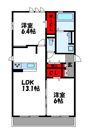 リ・ラパン(2LDK/2階)の間取り写真