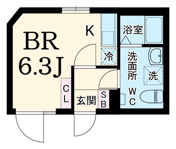 レピュア磯子駅前レジデンス(ワンルーム/1階)の間取り写真