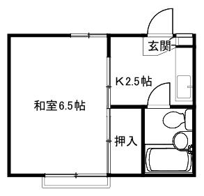 ヴイレッジ白鳥(1K/2階)の間取り写真