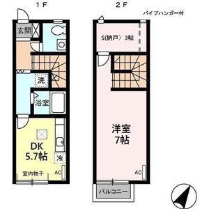 メゾネット5富士塚(1DK/1階)の間取り写真