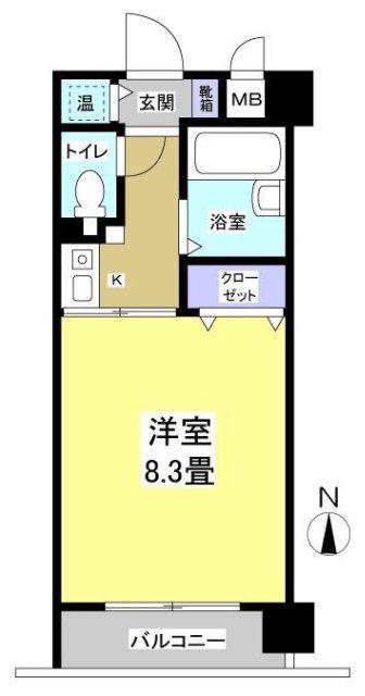 ブライティ助信(1K/6階)の間取り写真