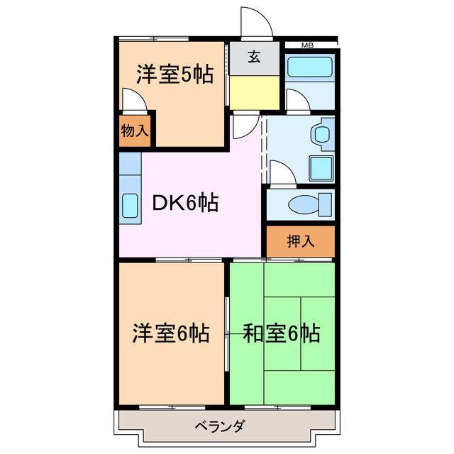 フォーブルJUN(3DK/2階)の間取り写真