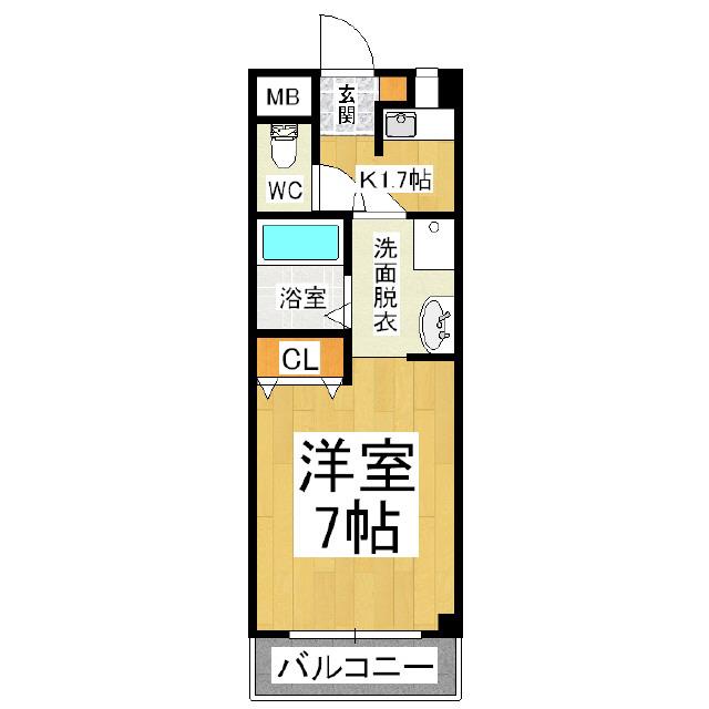 プレスタンテ(1K/5階)の間取り写真
