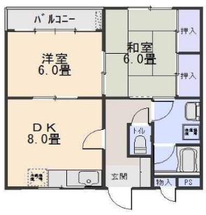 サンガーデン(2DK/1階)の間取り写真