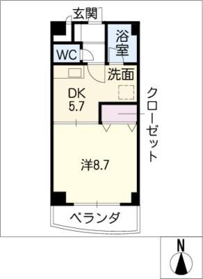 カイラーサ(1DK/1階)の間取り写真