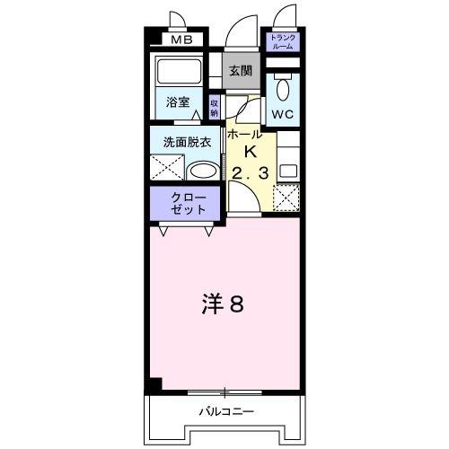 レオ弐番館(1K/2階)の間取り写真