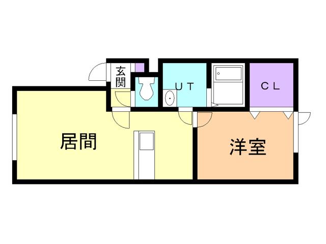 ラフィーネ知利別II(1LDK/2階)の間取り写真