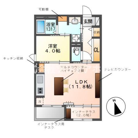 パークエステート I(1LDK/2階)の間取り写真