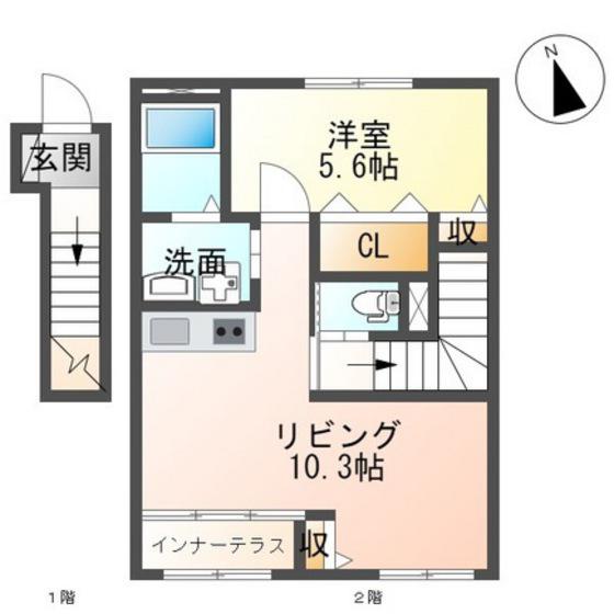 ル リアン(1LDK/2階)の間取り写真