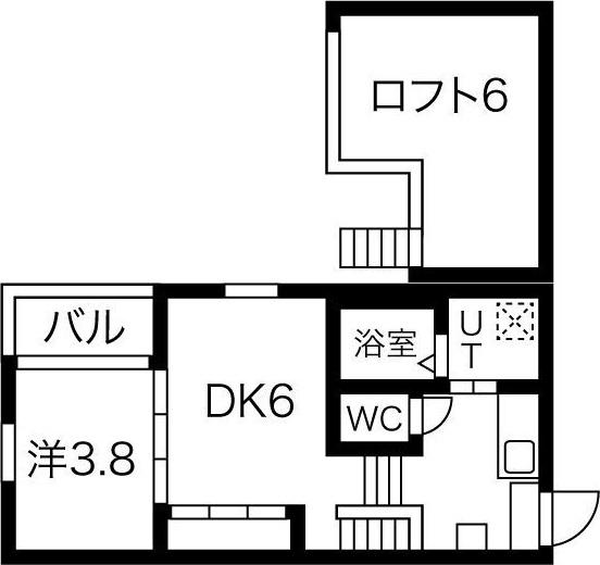 ハーモニーテラス道下町(2K/2階)の間取り写真