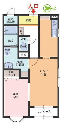 ベルジュ(1LDK/1階)の間取り写真