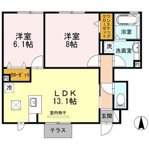 グラニューガーデン A棟(2LDK/1階)の間取り写真