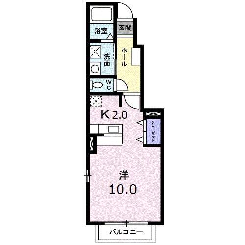 メゾンエスターブルA(1K/1階)の間取り写真