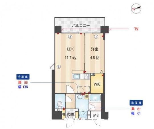 アトリオフラッツ井尻(1LDK/4階)の間取り写真