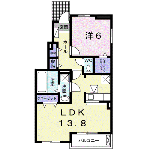 アリエッタ(1LDK/1階)の間取り写真