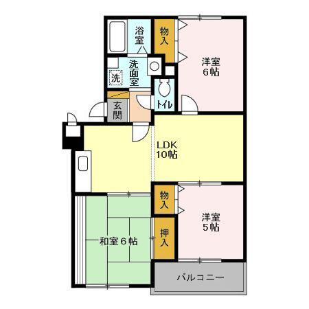 グリーンヒル(3LDK/1階)の間取り写真