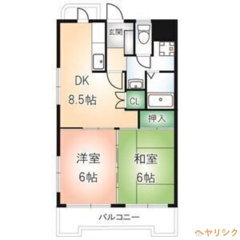 ウイング錦(2DK/2階)の間取り写真