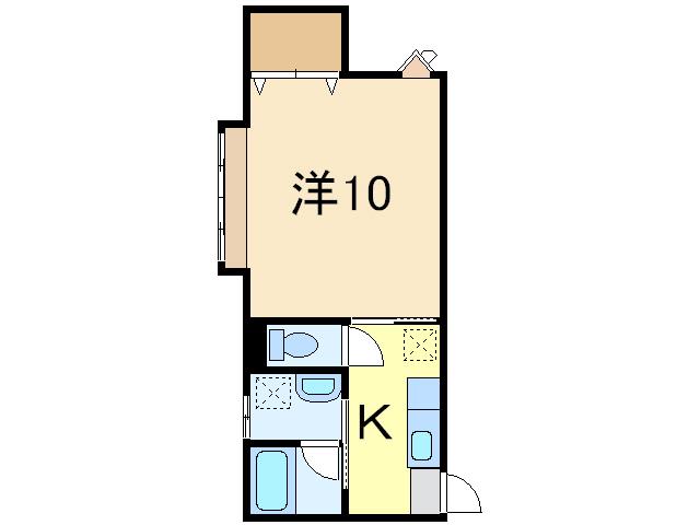プリシェールKーIII(1K/1階)の間取り写真