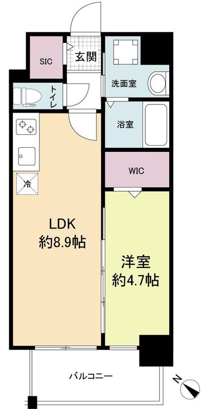 グランカーサ渡辺通(1LDK/3階)の間取り写真