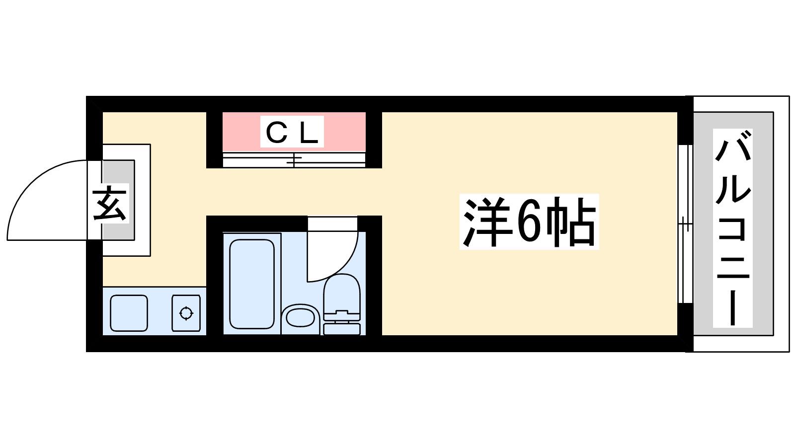 ローズハイツ(1K/1階)の間取り写真