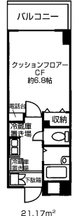ドミール落合(1K/10階)の間取り写真