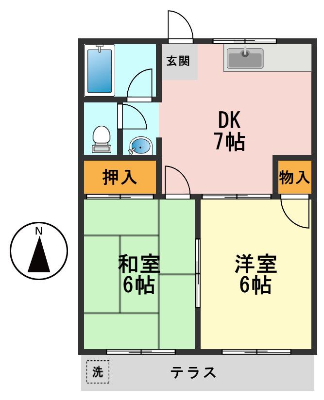 ハイム高城(2DK/1階)の間取り写真