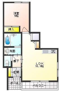アポロ富藤III(1LDK/1階)の間取り写真