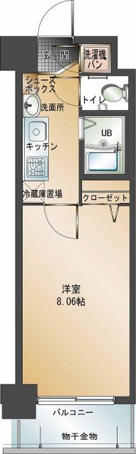 エンクレスト赤坂壱番館(1K/6階)の間取り写真
