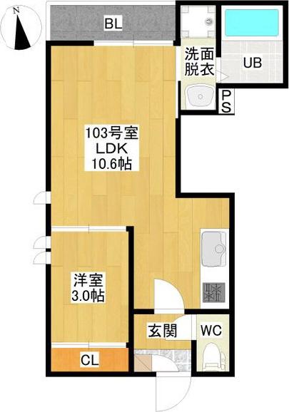 GRANDTIC緑(1LDK/1階)の間取り写真