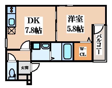 フジパレス忍ケ丘I番館(1DK/3階)の間取り写真