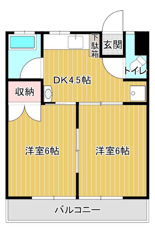 御幸マンション(2DK/4階)の間取り写真