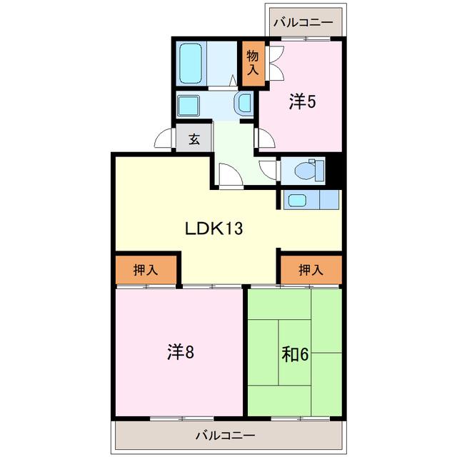 フローレンスI(3LDK/3階)の間取り写真