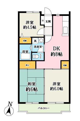 ルミエール南越谷(3DK/3階)の間取り写真
