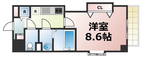 LUXE玉造III(1K/10階)の間取り写真