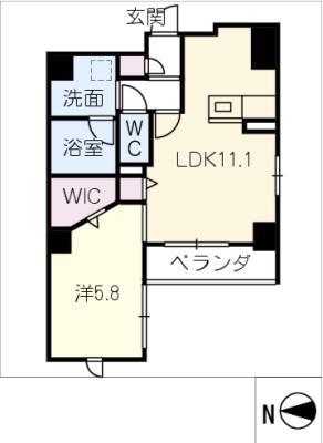 ポルタニグラサウス(1LDK/5階)の間取り写真