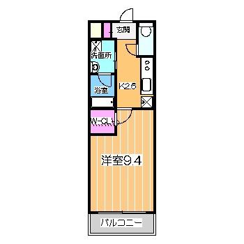 オリエンタルヴィラ(1K/1階)の間取り写真