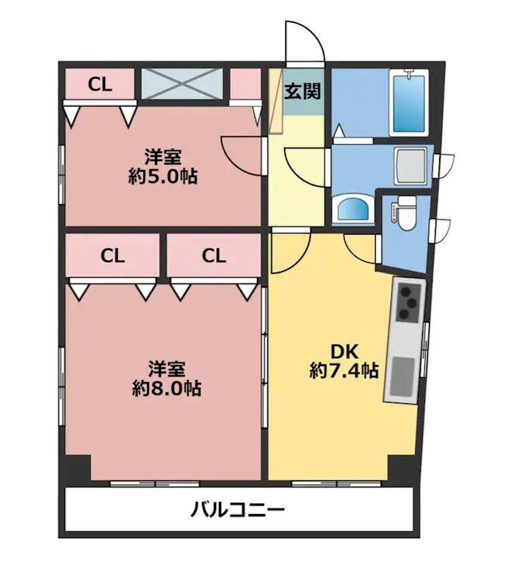 ハウスアーデル佃野(2LDK/1階)の間取り写真