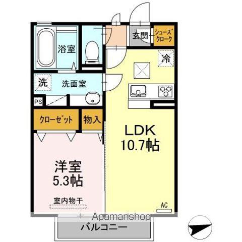 メゾン ド ルミエール(1LDK/1階)の間取り写真