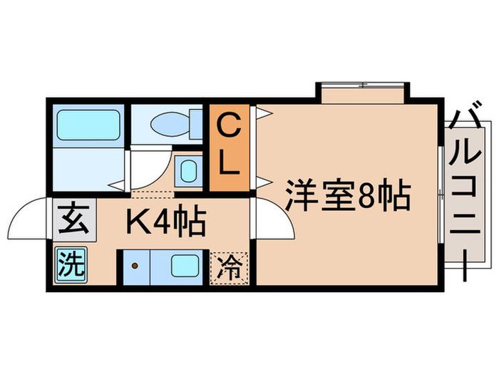 KIフラット(1K/2階)の間取り写真