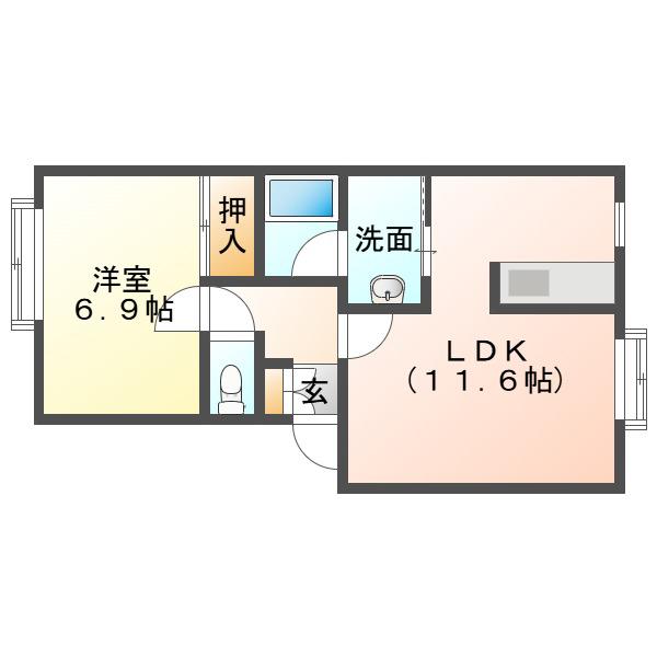 トーラス(1LDK/1階)の間取り写真