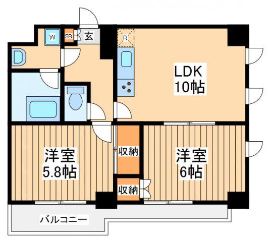 オークウッドⅡ(2LDK/4階)の間取り写真