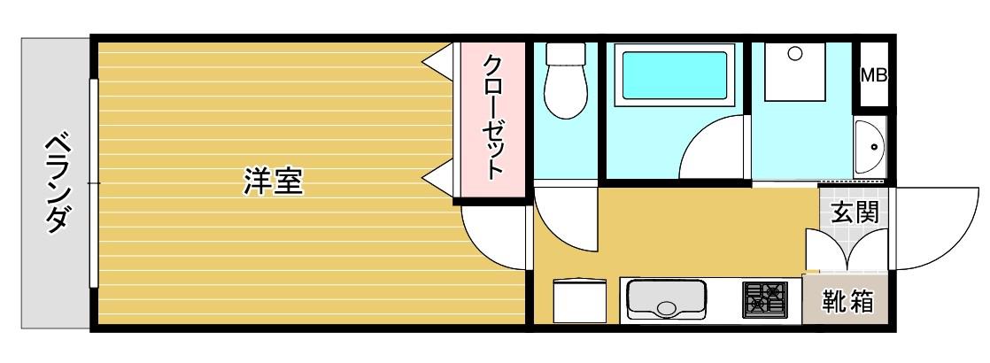 QUEENRICH合志(1K/1階)の間取り写真