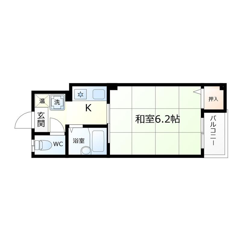 ヴェール天王寺(1K/2階)の間取り写真