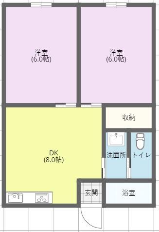 メゾン恵(2DK/1階)の間取り写真