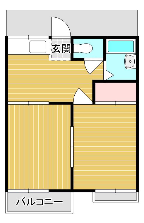 ローレル石岡(2K/2階)の間取り写真